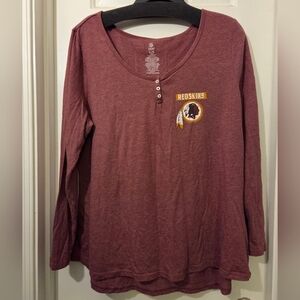 NFL Team Apparel Washington Redskins Henley Long Sleeve Shirt.  Size XL.